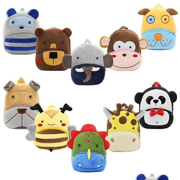 Sacs à dos Sacs à dos Enfants Peluche Animal Dinosaure Chiot Panda Moneky Ours Éléphant Girafe 30 Designs Zoo 3D Shoders Sac à dos Gar Drop De Dhxrl