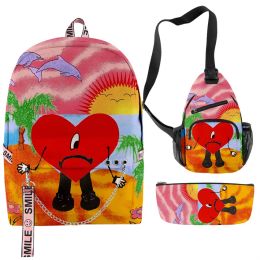 Rugzakken slechte bunny backpack anime zanger Bad Bunny Primary and Middle School Studenten Boys Girls Schoolbag Mannen Travel Laptop Backpack