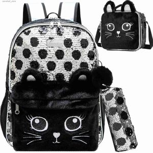 Рюкзаки BIKAB Kids Backpack Cats Рюкзак 3 в 1 с ланч-боксом Рюкзак для средней школы Детские сумки для девочек Школьные сумки для девочек Q231108