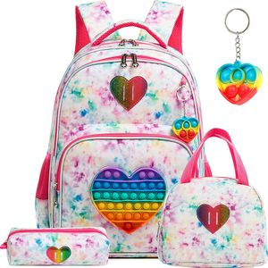 Backpacks Bikab School Bags 3 In 1 Kids for Girls Kawaii Backpack Waterproof Children Girl 16" Set Bag 230613