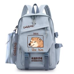 Sac à dos cheems meme intéressant doge sac à dos unisexe masculin pack pack drôle de sac à dos coréen de style coréen mochila schoolbag