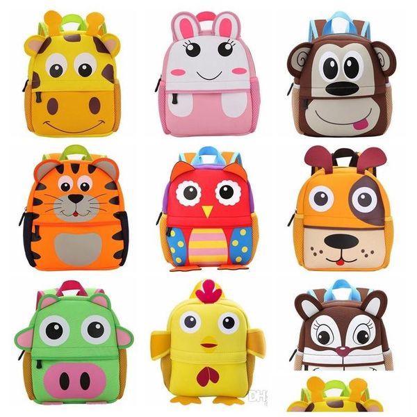 Mochilas Niños 3D Dibujos animados Niños Mochila Lindo Animal Diseño Niño Niño Bolsas escolares Garten Bolsa Jirafa Mono Entrega de gota Bebé DHSJD