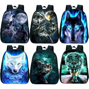 Mochilas para niños animales lobo mochila de regreso a la escuela mochila primaria kingarten mochila mochila casual para niños