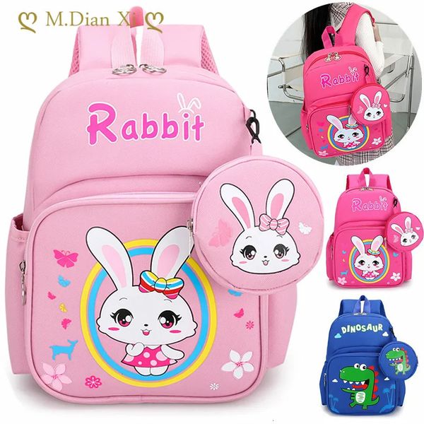 Sacs à dos Sac d'école d'impression de lapin de dinosaure de bande dessinée pour enfants pour enfants filles garçons Kawaii maternelle enfant en bas âge bébé sac à dos orthopédique 231017