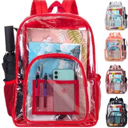 Rugzakken Clear Backpack, Heavy Duty Transparante Bookbag, doorzag door PVC School Bag voor vrouwen Men Red