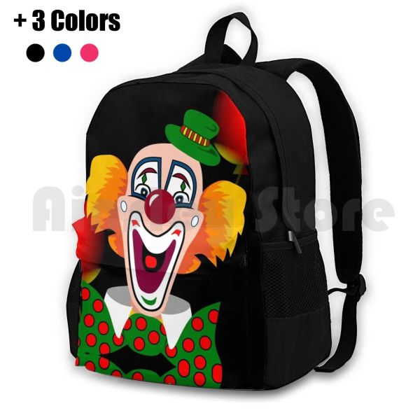 Mochilas payaso senderismo al aire libre mochila impermeable viajes de campamento comediante cómico cómico divertido entretenimiento globo circus pipo pierrot