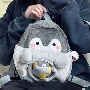 Rugzakken munt portemonnee pluche pinguïn rugzak grote capaciteit transparante kinderen schooltas jk lolita met hangende cartoonpoppentas voor vrouwen wx