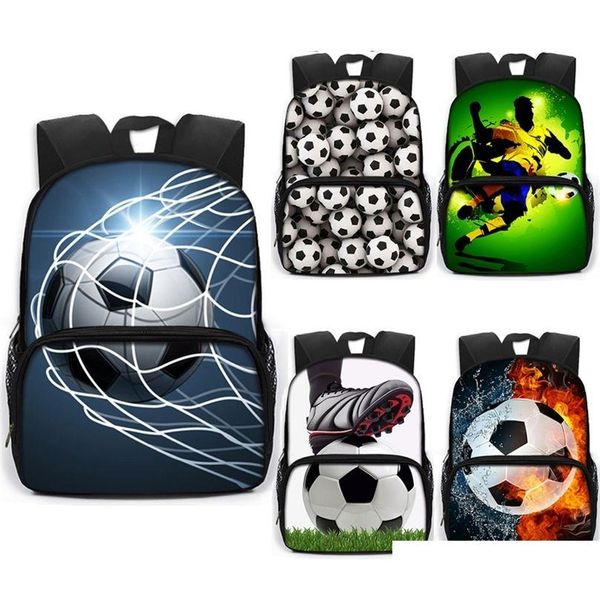 Sacs à dos Cool Football Football Imprimer Sac À Dos Enfants Sacs D'école Garçons Cartable Enfants Garten Sac Bookbag Cadeau 220318 Drop Delivery Dhs7D