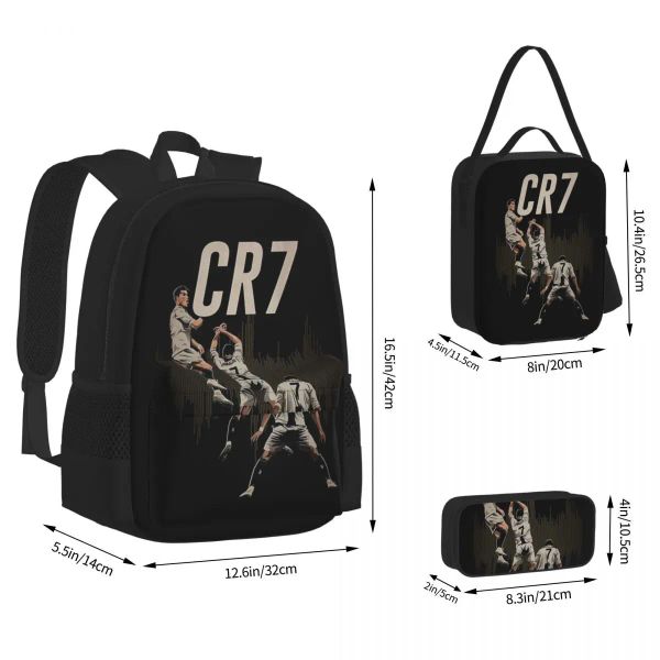 Backpacks CR7 Cristiano Ronaldo Backpacks Boys Girls Bookbag Students Sacs Sacs Cartoon Kids Rucksack Lunch Sac Sac stylo