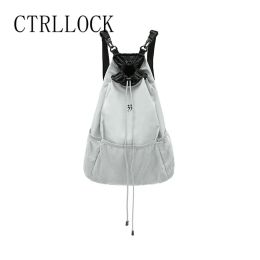 Sac à dos ctrllock tech towear normcore nylon gris nylon léger grand capacité sac à dos bac à casse-cordon sobre de pochebag de poche