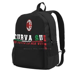 Rugzakken Curva Sud Milanotu Sei Tutta La Mia Vita School Storage Bag Student Backpack CMA Red Black Curva Sud Milano CMS ontspannen