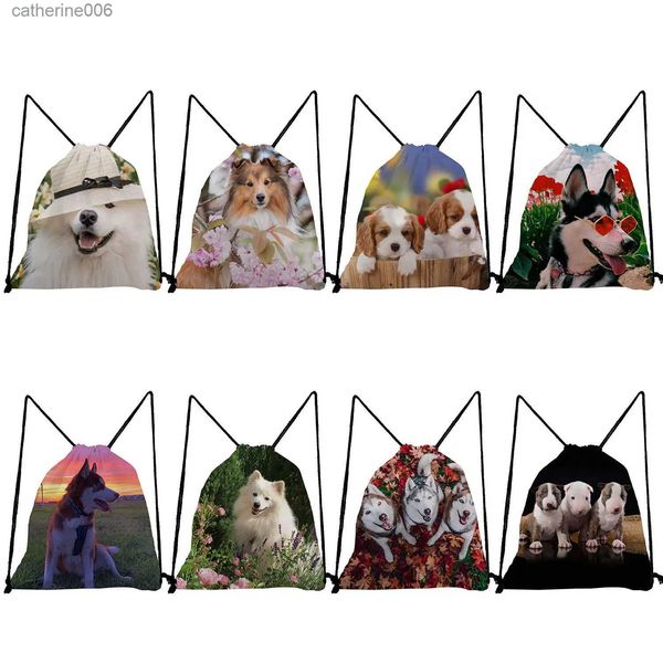 Sacs à dos Personnalisé Kawaii poméranien/Chihuahua chien chaussures sacs école livre sac voyage teckel chien stockage cordon poche sac à dos KidsL231108