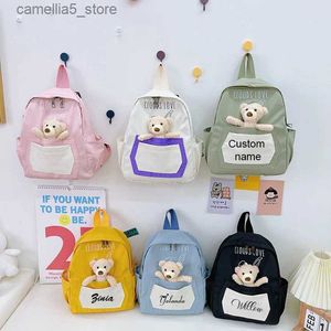 Mochilas Nombre personalizado Moda Mujeres Mochila Oso Diseño Viaje Bagpack Bolsa de compras femenina para adolescente Chica Bolsa de escuela Mochila azul Q231108