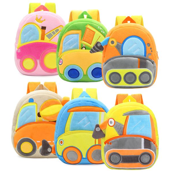 Sacs à dos mignons enfants sacs d'école 3D dessin animé camions voiture en peluche enfants sac à dos maternelle garçons filles cartables Mini petit sac à dos 230614