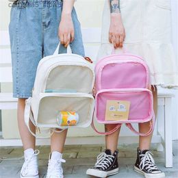 Sacs à dos Mignon clair Transparent femmes sacs à dos PVC gelée couleur étudiant cartables mode Ita adolescentes sacs pour école sac à dos Q231108