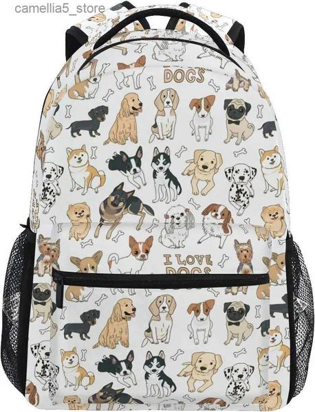 Mochilas Lindo Doodle Perro Impresión Animal Mochila grande para niños Niños Niñas Escuela Estudiante Personalizado Laptop iPad Tablet Travel School Bag Q231108