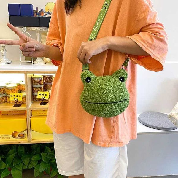 Sacs à dos Mignon sac en peluche femmes filles sac à bandoulière dessin animé grenouille sac de messager sac à bandoulière en peluche poupée étudiant enfants sacs d'école téléphone BagL2403