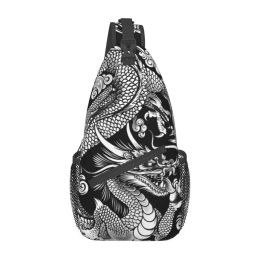 Sac à dos mode chinois dragon asiatique sling bodybody backpack hommes tradition tradition mythologie tatouage art épaule sac à coffre pour voyager