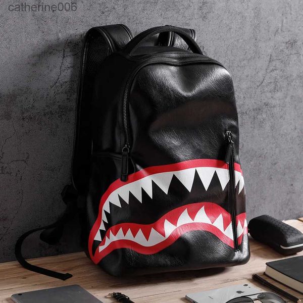 Mochilas Mochila de cuero de PU a la moda, bolso de hombro grande para hombre, Mochila de viaje, Mochila de camuflaje para ordenador portátil, mochilas escolares para estudiantes, Mochila para HombreL231108