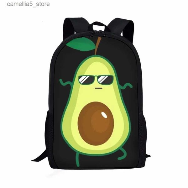 Mochilas Mochila escolar de aguacate divertido para niños Niñas Aguacate de dibujos animados con gafas de sol Mochila para viajes casuales Adolescentes Bolsa escolar para niños Q231108