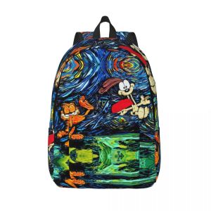Rugzakken Garfields Cat Kick Canvas Backpacks for Men Women College School Student Bookbag Past 15 inch laptopzakken