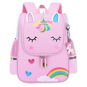 Sacs à dos Sac d'école pour filles Sac à dos imprimé en nylon licorne rose pour enfants Maternelle Sac d'école pour filles mignonnes Étanche Enfants 230711