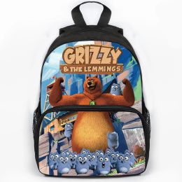 Rugzakken Grizzy en de Lemmings Backpack Girls Boys School Tas Zonlicht Grizzly Bear Backpacks Studenten Cartoon Rucksack Travel Mochila