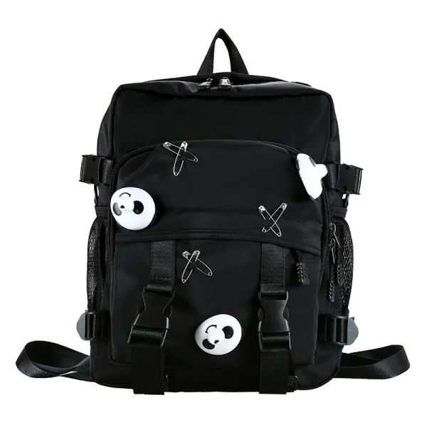 Sac à dos harajuku punk sacs à dos pour les hommes couple couple mignon sac à école panda élèves adolescents y2k sac à dos bacs à bandoulière sacs