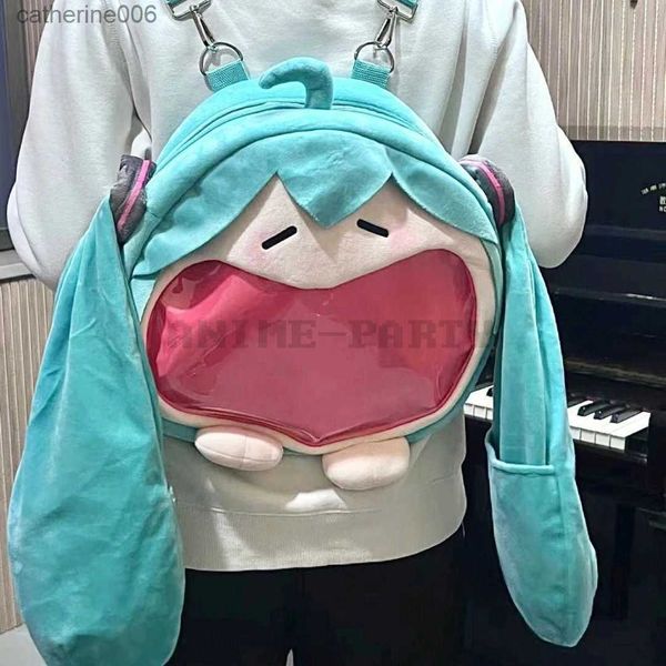 Mochilas Kawaii Anime Hatsune Miku Cosplay mochila de felpa bolso Ita bolso de mujer Shool estudiante hombres bolso de hombro de terciopelo chica GiftL231108