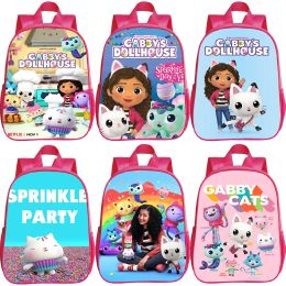 Sac à dos kawaii enfants gabby cats sacs scolaires de maternelle sac anime gabby's house hackpacks filles préscolaire rusksack enfants sac à dos