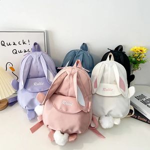 Rugzakken Kawaii Konijn Vorm Kleuterschool Kinderrugzak Schattig Reizen Meisje Schoolrugzak Canvas Rugzak Kinderbuitenschoudertas Mochila 231214