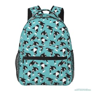 Sac à dos tueur-baleine orque à thème de voyage sac à dos pour femmes hommes 15,6 pouces sac à livres d'étudiant léger durable randonnée