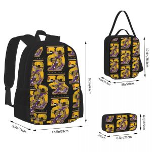 Rugzakken Lebron James de King Backpacks Boys Girls Book Bag Children School Tassen Cartoon Kids Rucksack Lunch Bag Pen Tas Threepiece Set