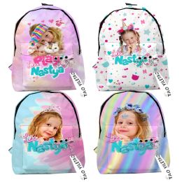 Rugzakken zoals Nastya 3D Backpack Cartoon Children Toddler Kids Backpacks Girls Boys Student Schoolbag Environmental Storage Handtas
