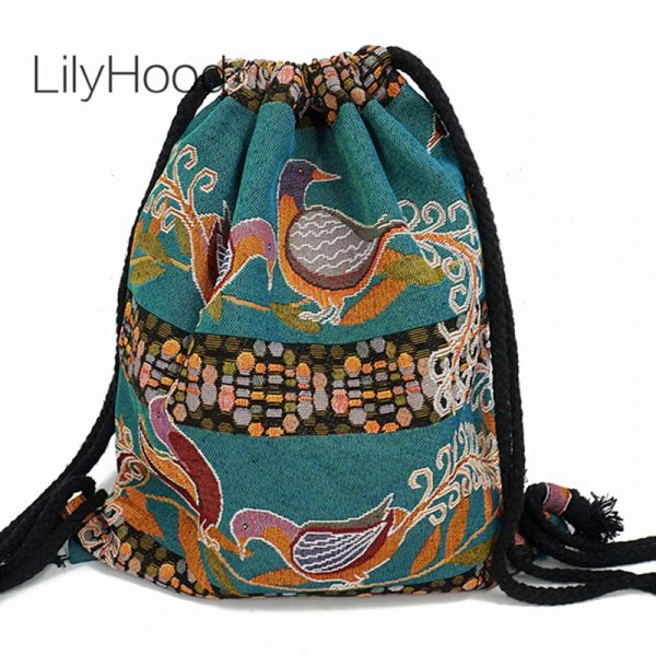 Sac à dos lyshood femmes tissu corde sac à dos gitan bohemian boho chic aztec ibiza gitan ethnique ibiza maroc