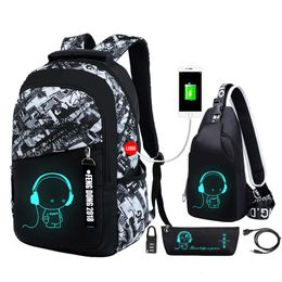 Rugzakken Lichtgevende Kids School Rugzak Jongens Waterdicht Duurzame Schooltassen voor Jongen Middelbare scholieren Boekentas Mochilas Escolares 230612