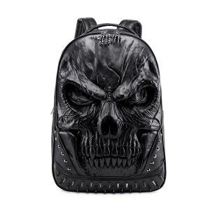 Sac à dos hommes et femmes dos packs vapeur punk rivet personnalité de voyage Bagpack 3d crâne sac à dos pour ordinateur portable pour adolescents pour adolescents