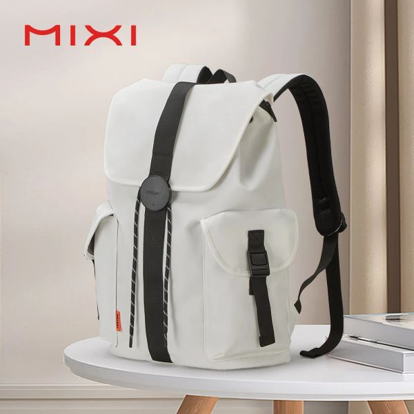 Backpacks Mixi Nouveau 16 '' ordinateur portable Sac à dos Hommes imperméables Sacs d'école de voyage décontractée légères Femmes Outdoors Rucksack 17 pouces blancs M5228