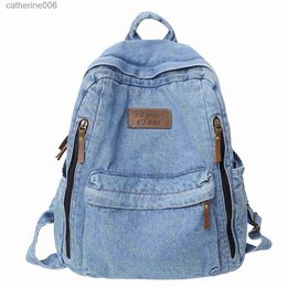 Rugzakken Multi Pocket Mode Denim Vrouwen Rugzak Mannelijke Vrouwelijke Laptop College Rugzak Trendy Cool Girl Kawaii Reizen Student SchooltasL231108