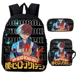Mochilas mi héroe academia anime mochila 3pcs set boys bookbag dibujos animados para niños bolsas escolar boku no hero academia mochil