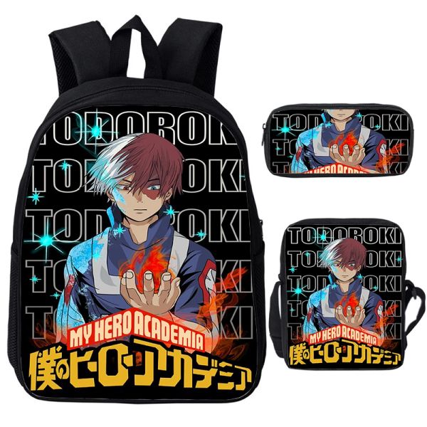 Backpacks My Hero Academia Anime Backpack 3pcs Set Boys Bookbag Cartoon Kids School Sacs Boku No Hero Academia Schoolbag Enfants Backpack