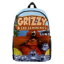 Backpacks New Grizzy et Les Lemmings Sac à dos pour les élèves Boys Book Book Cartoon School Sac Enfants Sac à dos Anime Bagpack Mochila