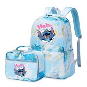 Rugzakken Nieuwe Stitch 2pcs Boy Girl Kids School Book Tassen Travel Backpack Lunch Bag For Student Teenagers Sets