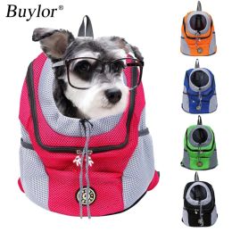 Rugzakken Outdoor Pet Dog Carrier Bag draagbare reis Backpack Ademend gaaszak uit dubbele schouderdragerzak voor kleine kattenhonden