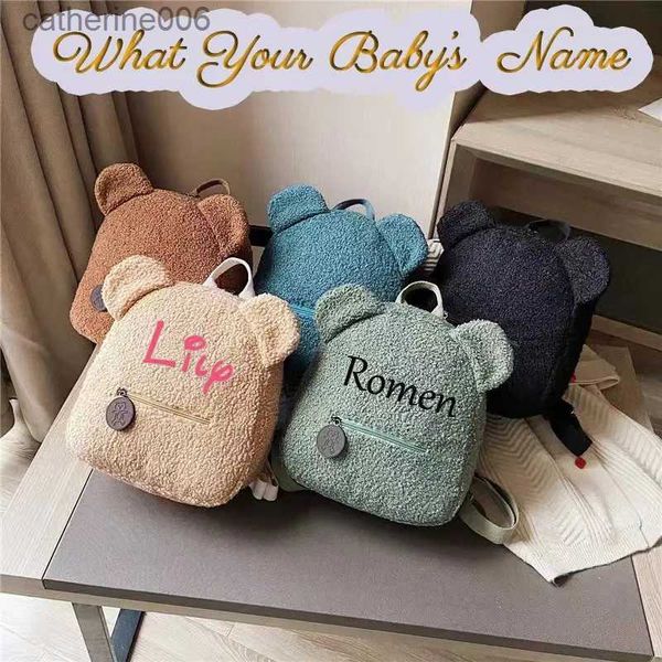 Sacs à dos Personnalisé bébé filles sac à dos mignon ours en peluche couleur unie bébé sac nom personnalisé sac à dos décontracté pour enfant en bas âge KidsL231108