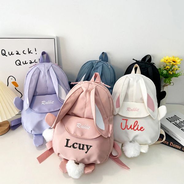 Mochilas de mochila personalizada bordado de mochila para niños dibujos animados lindo bolso de escuela con nombre personalizado bolso para bebés de la Pascua bolsa de regalo