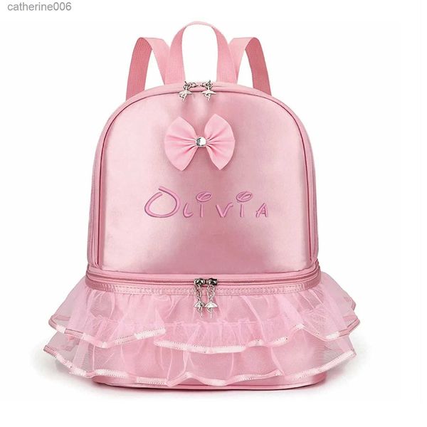 Sacs à dos Sac de ballet brodé personnalisé sac à dos de danse ballerine pour petites filles avec compartiment à chaussures séparé pour sac de danse pour tout-petitsL231108