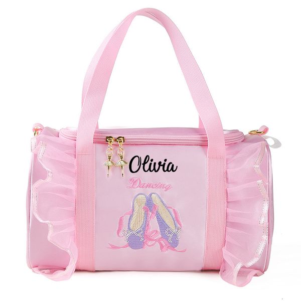 Mochilas personalizadas para niños, bolso de baile para niñas, bailarina, rosa, encaje, Duffel, clase de Ballet, bandolera, nombre bordado, bolso 230803