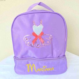 Rugzakken gepersonaliseerde naam Little Girls Cute Ballet Dance Bags Tutu Dress Dance Backpack met voor Ballerina waterdichte ballerina tas Y240411