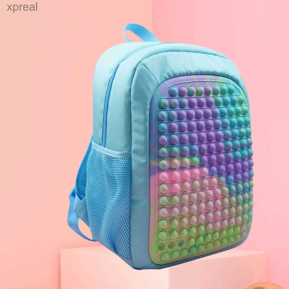 Backpacks Pop It Backpack for Baby Boys Girls Push Bubble Fidget Toys to Reduce Stress and Relieve Stress Squishy Compression Backpack for Childrens Gifts WX